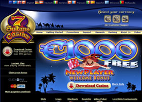 Play more than 390 games including Progressive Jackpots at 7 Sultans Casino