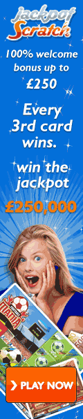 Receive a fantastic 100% up to £/€250 Welcome Bonus  at Jackpot Scratch!
